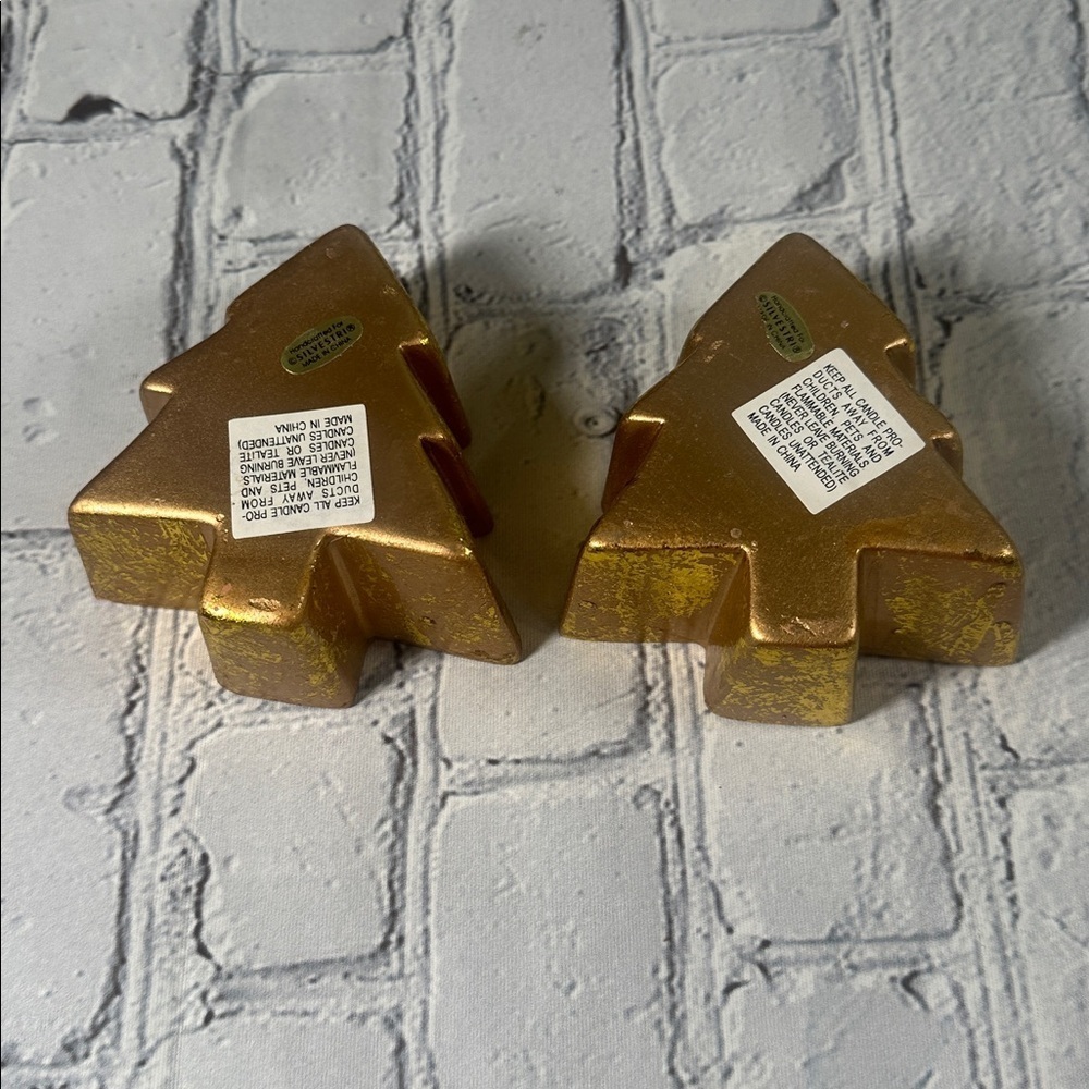 Gold Trimmed Christmas Tree Candles Handcrafted for Silvestri set of 2 candles - Picture 7 of 16